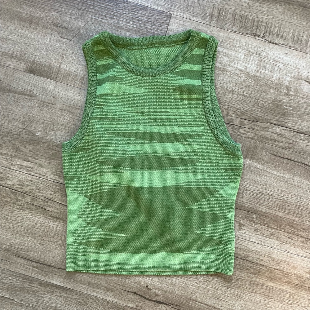 Green knit crop top never worn